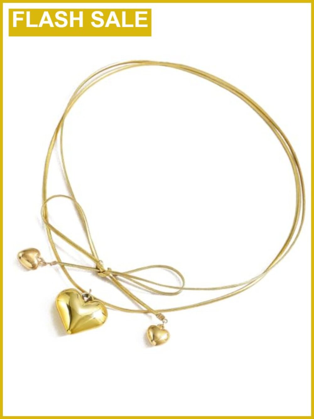 Chunky Heart Locket Pendant Necklace Wrap Tie Choker 14k Gold Plated Brass